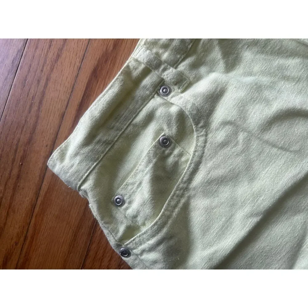 Liz Claiborne Yellow Linen Blend Shorts Petite 10 High Rise Retro Style